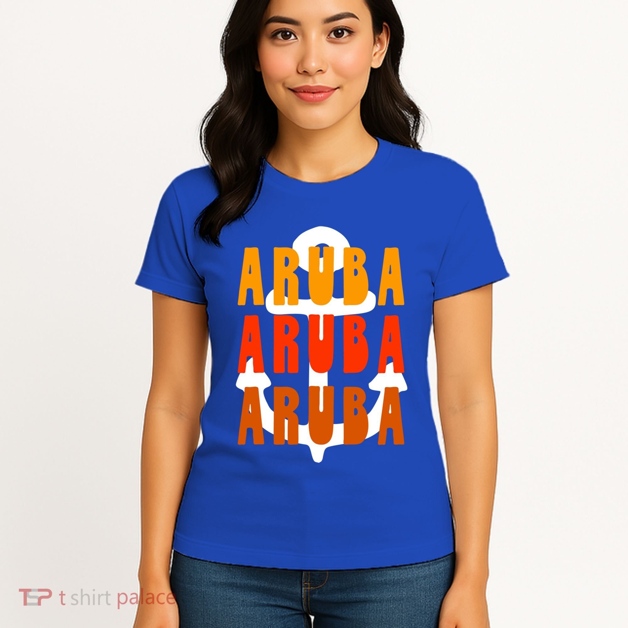 Ggt Aruba Souvenir Anchor One Happy Retro Vibe Vacay Gift Women's T-Shirt