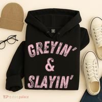 Greyin And Slayin Funny Grey Hair Workout Hoodie thumb 4