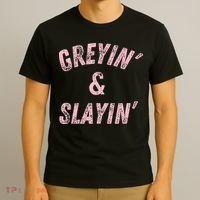 Greyin And Slayin Funny Grey Hair Workout T-Shirt thumb 3