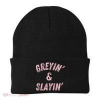 Greyin And Slayin Funny Grey Hair Workout Beanie thumb 0