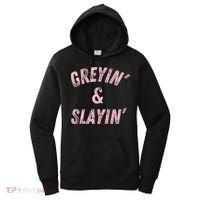 Greyin And Slayin Funny Grey Hair Workout Women's Hoodie thumb 0