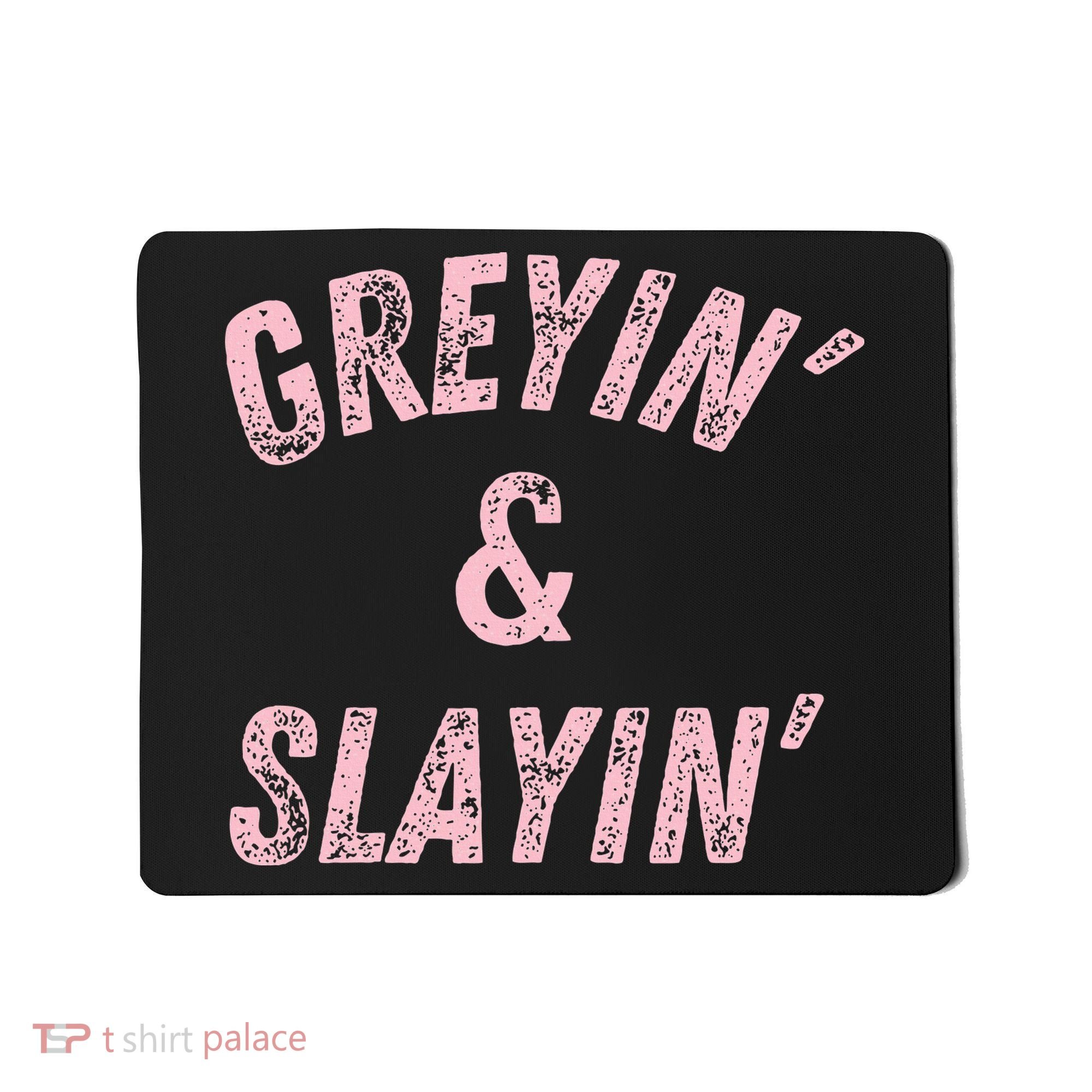 Greyin And Slayin Funny Grey Hair Workout Mousepad