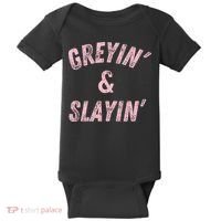 Greyin And Slayin Funny Grey Hair Workout Baby Bodysuit thumb 0