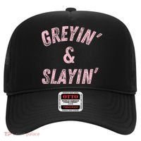 Greyin And Slayin Funny Grey Hair Workout Hat thumb 0