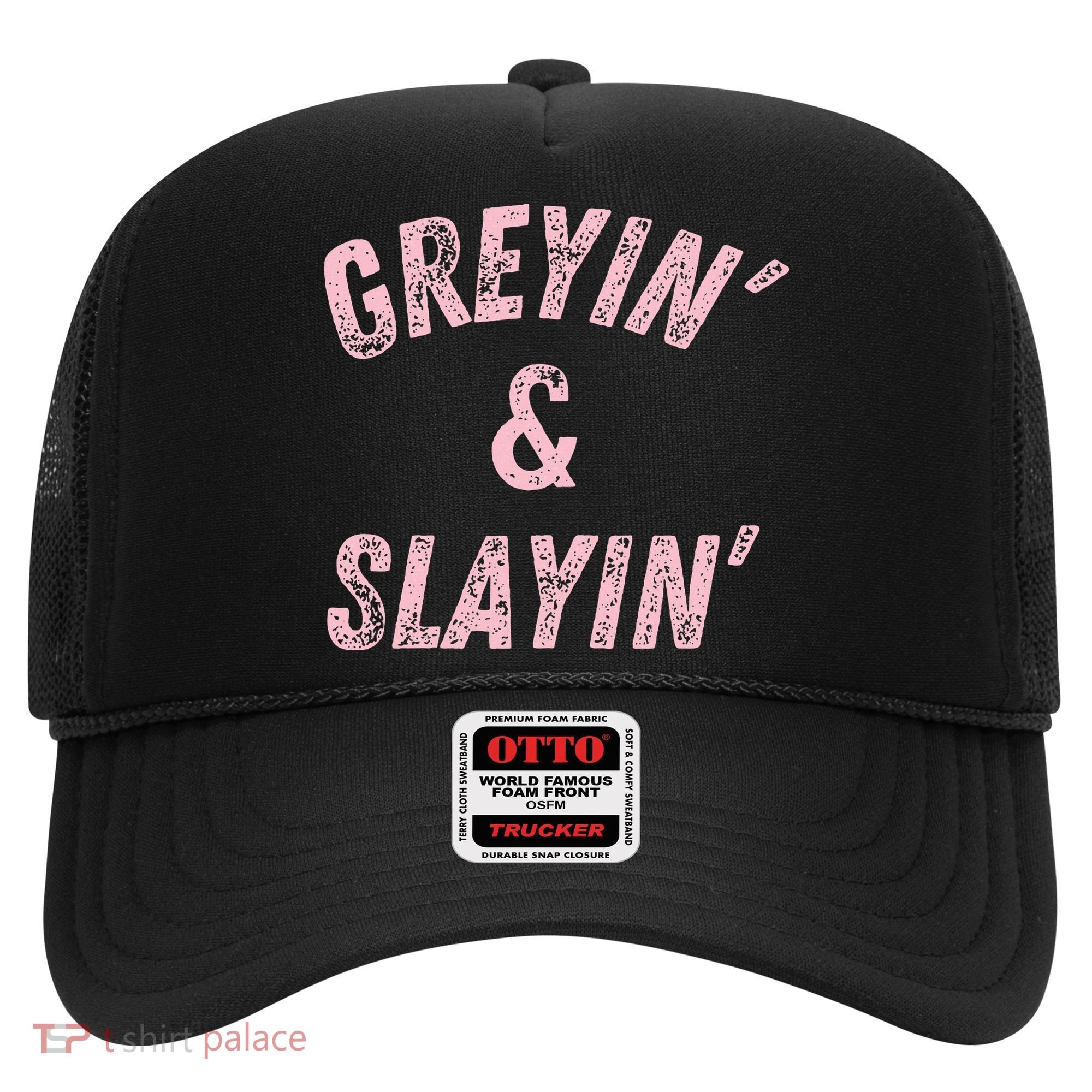 Greyin And Slayin Funny Grey Hair Workout Hat