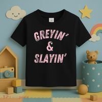 Greyin And Slayin Funny Grey Hair Workout Toddler T-Shirt thumb 3