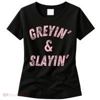Greyin And Slayin Funny Grey Hair Workout Women's T-Shirt thumb 0