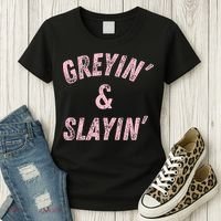 Greyin And Slayin Funny Grey Hair Workout Women's T-Shirt thumb 3