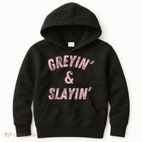 Greyin And Slayin Funny Grey Hair Workout Kids Hoodie thumb 0