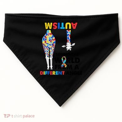 Giraffe Autism Seeing The World From A Different Angle Gift USA-Made Doggie Bandana