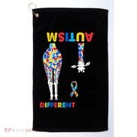 Giraffe Autism Seeing The World From A Different Angle Gift Golf Towel thumb 0