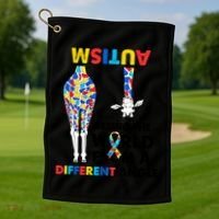 Giraffe Autism Seeing The World From A Different Angle Gift Golf Towel thumb 1