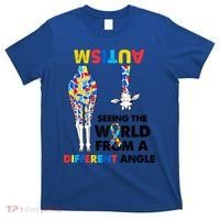 Giraffe Autism Seeing The World From A Different Angle Gift T-Shirt thumb 0
