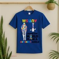 Giraffe Autism Seeing The World From A Different Angle Gift T-Shirt thumb 2