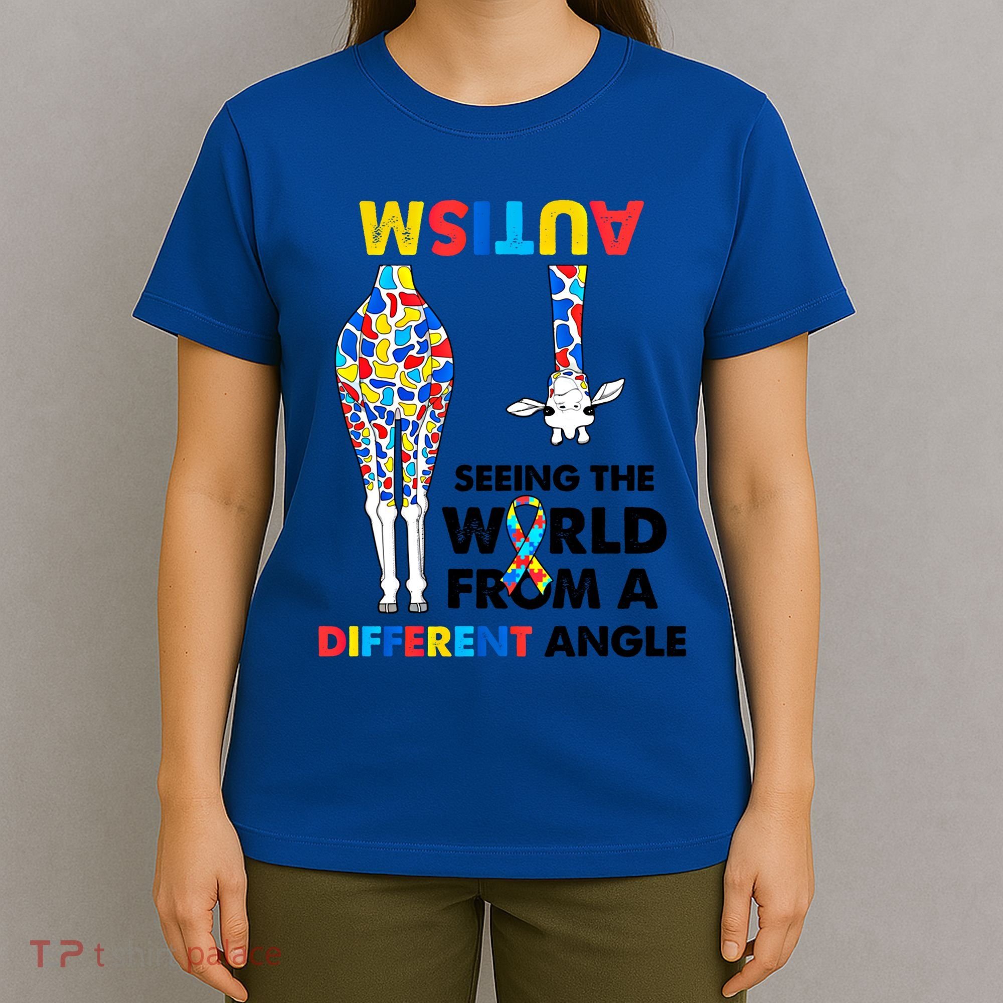 Giraffe Autism Seeing The World From A Different Angle Gift T-Shirt