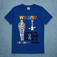 Giraffe Autism Seeing The World From A Different Angle Gift T-Shirt thumb 5