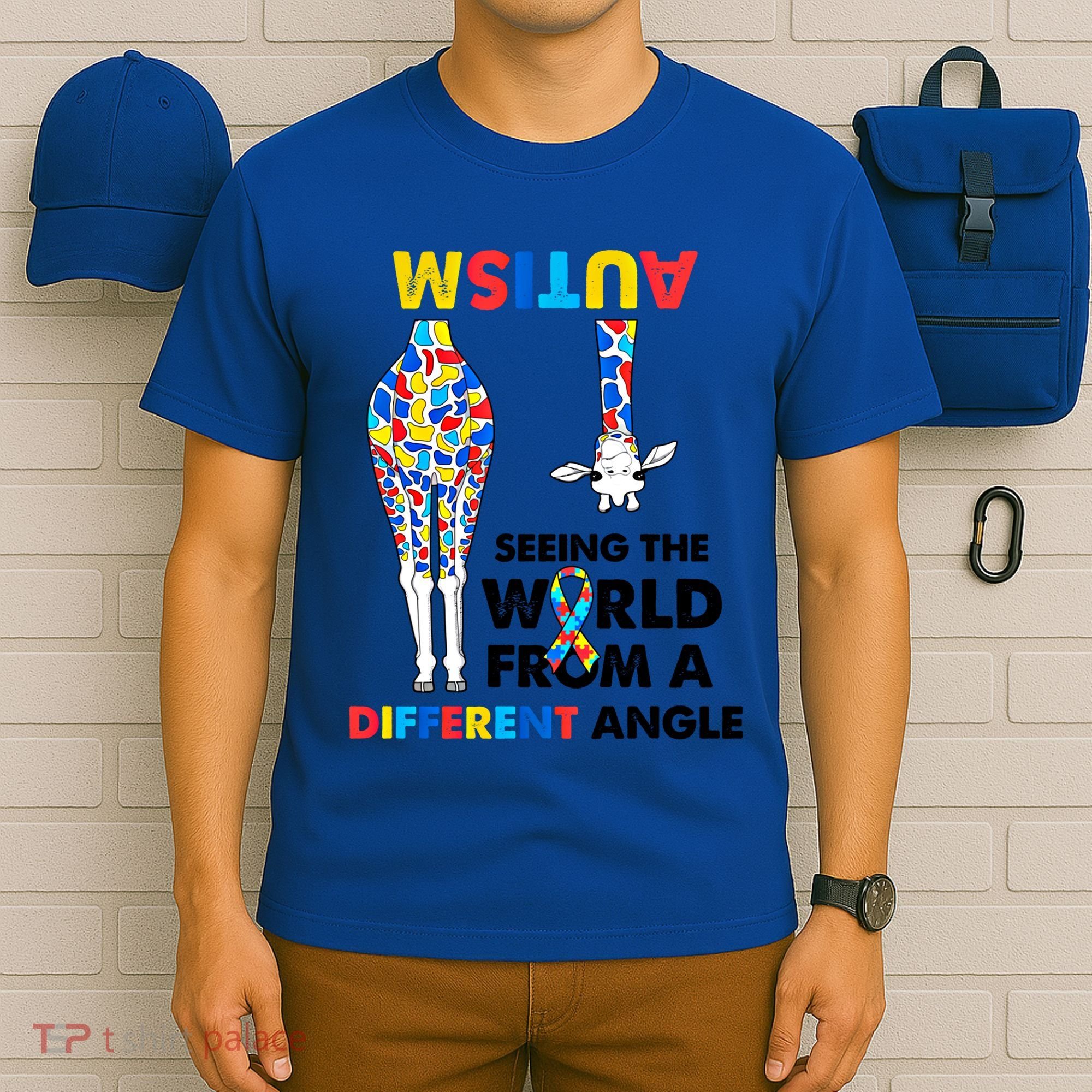 Giraffe Autism Seeing The World From A Different Angle Gift T-Shirt