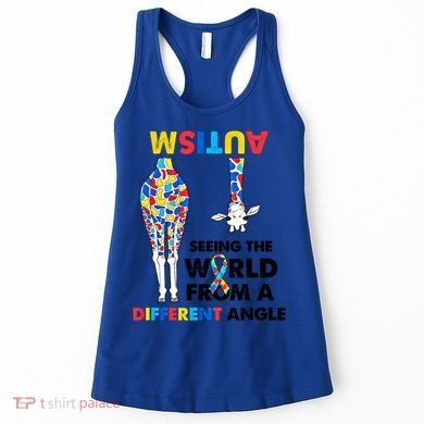 Giraffe Autism Seeing The World From A Different Angle Gift Women's Tank Top