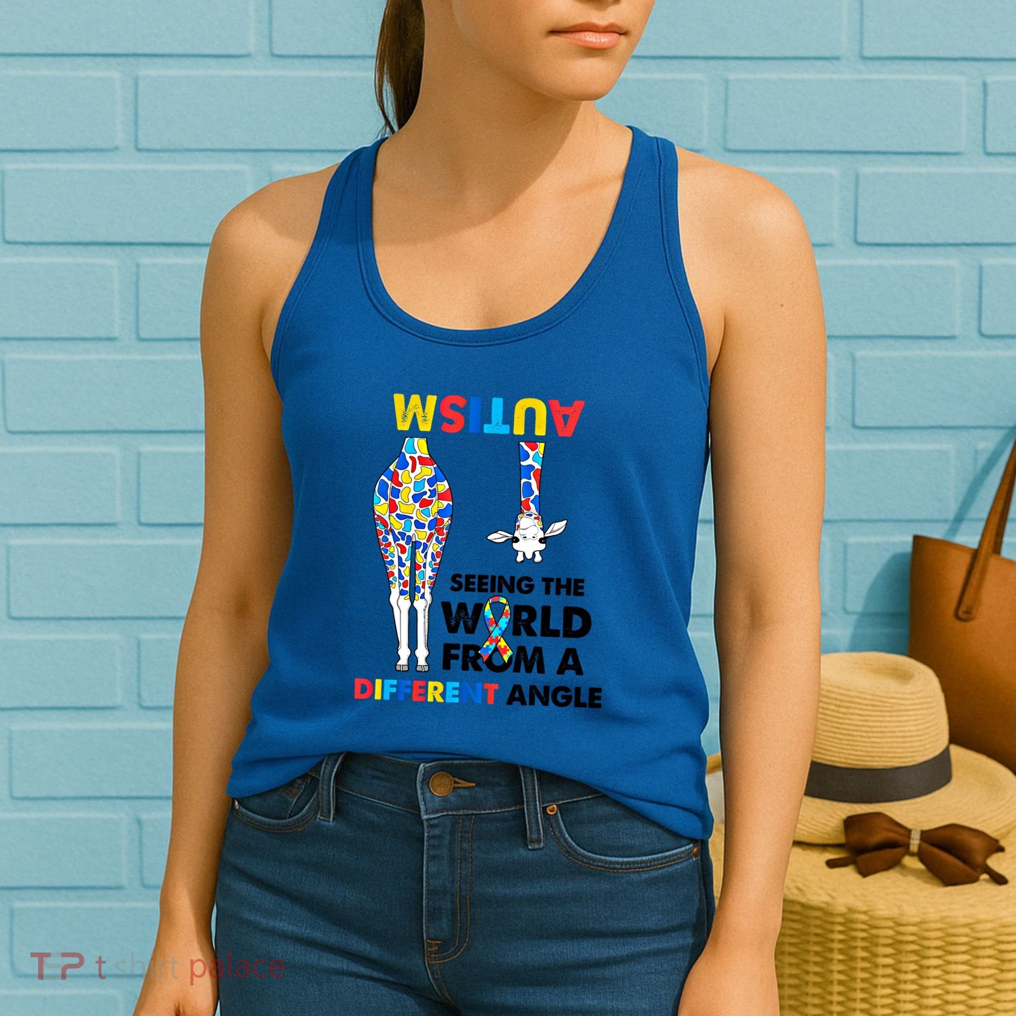 Giraffe Autism Seeing The World From A Different Angle Gift Women's Tank Top