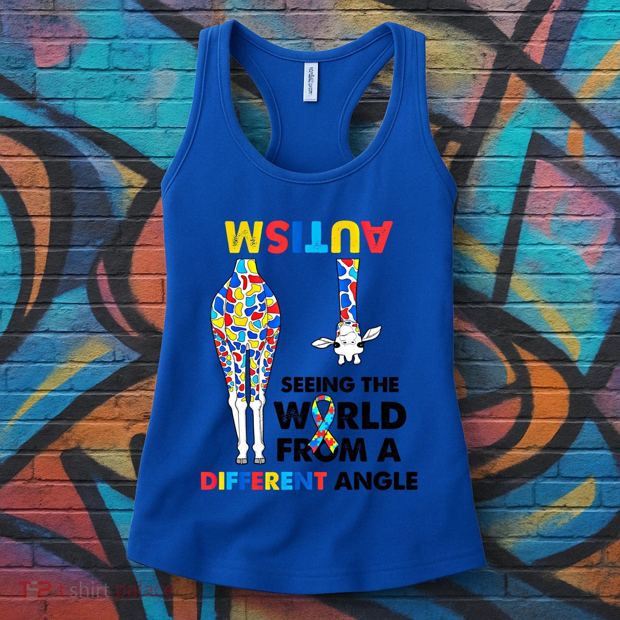 Giraffe Autism Seeing The World From A Different Angle Gift Women's Tank Top