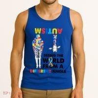Giraffe Autism Seeing The World From A Different Angle Gift Tank Top thumb 3