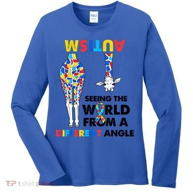 Giraffe Autism Seeing The World From A Different Angle Gift Women's Long Sleeve Shirt