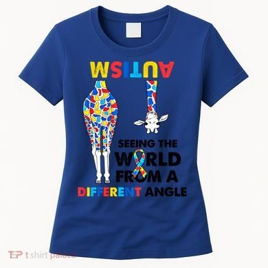 Giraffe Autism Seeing The World From A Different Angle Gift Women's T-Shirt