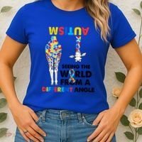 Giraffe Autism Seeing The World From A Different Angle Gift Women's T-Shirt thumb 2