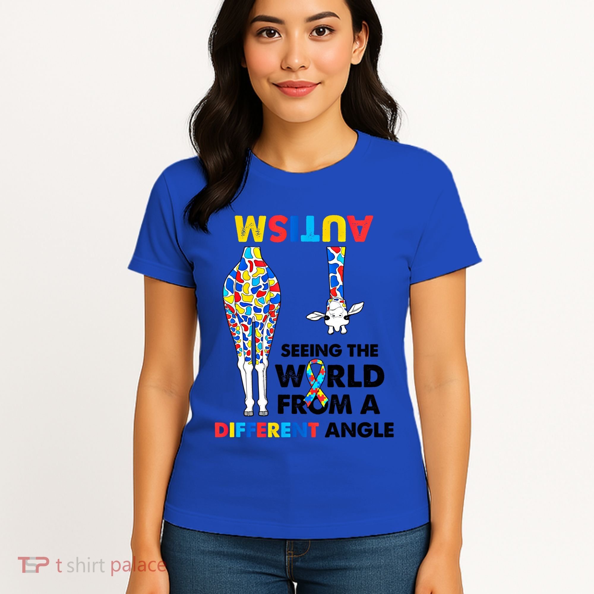 Giraffe Autism Seeing The World From A Different Angle Gift Women's T-Shirt