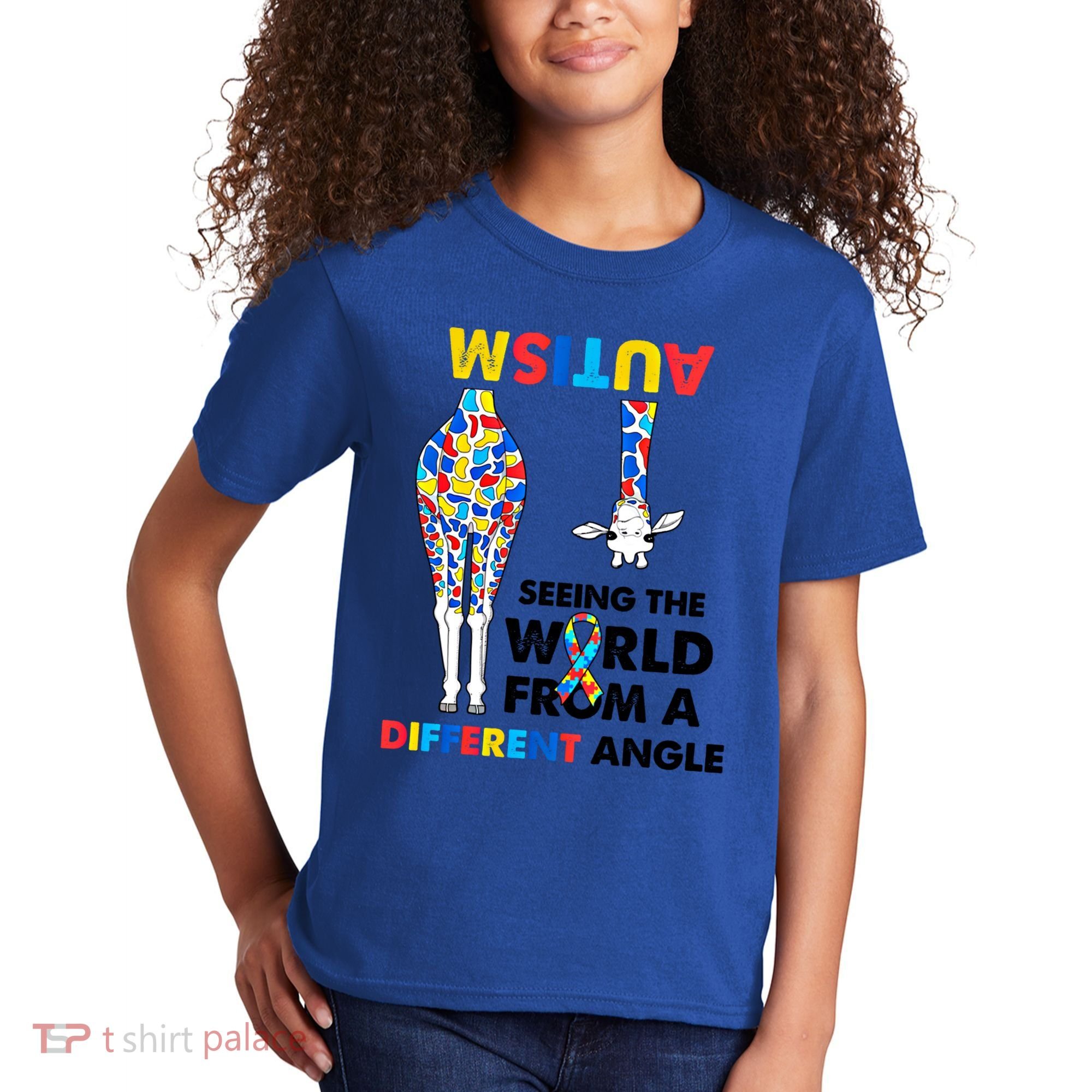Giraffe Autism Seeing The World From A Different Angle Gift Kids T-Shirt