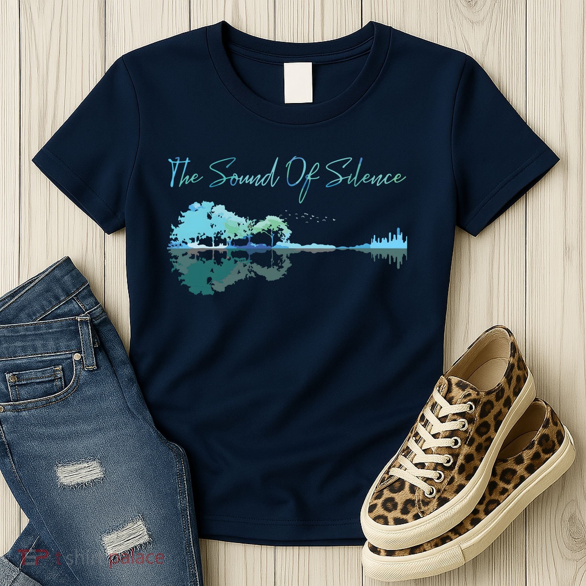 Guitar Artwork The Sound Of Silence Nature Guitar Mixed Women's T-Shirt
