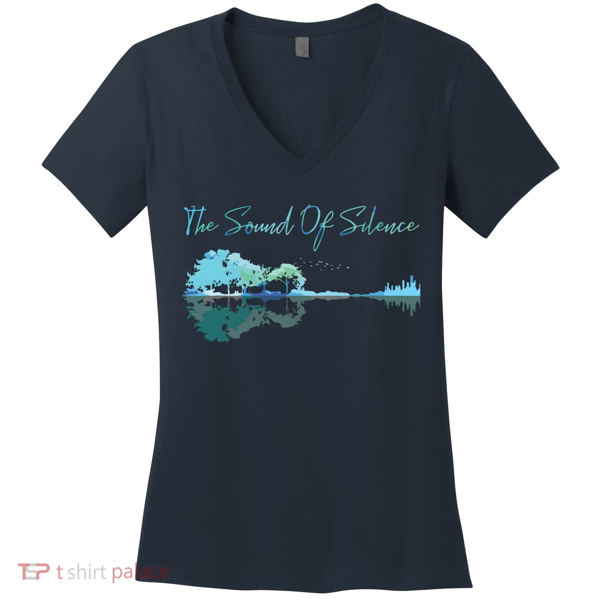 Guitar Artwork The Sound Of Silence Nature Guitar Mixed Women's V-Neck T-Shirt