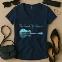 Guitar Artwork The Sound Of Silence Nature Guitar Mixed Women's V-Neck T-Shirt thumb 2