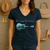Guitar Artwork The Sound Of Silence Nature Guitar Mixed Women's V-Neck T-Shirt thumb 3