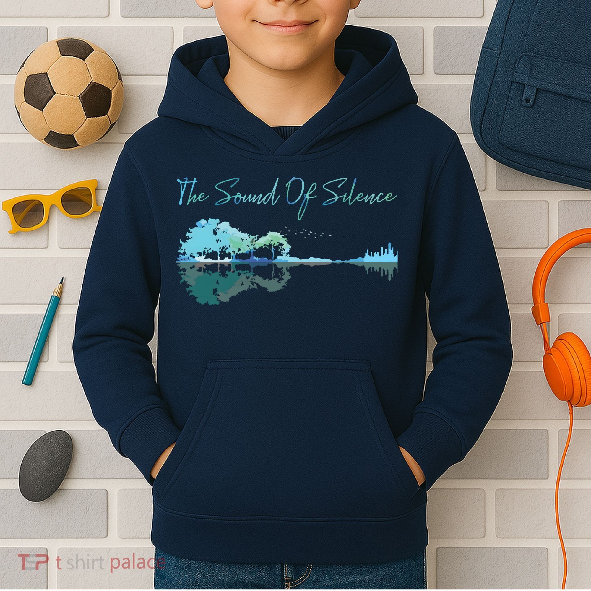 Guitar Artwork The Sound Of Silence Nature Guitar Mixed Kids Hoodie