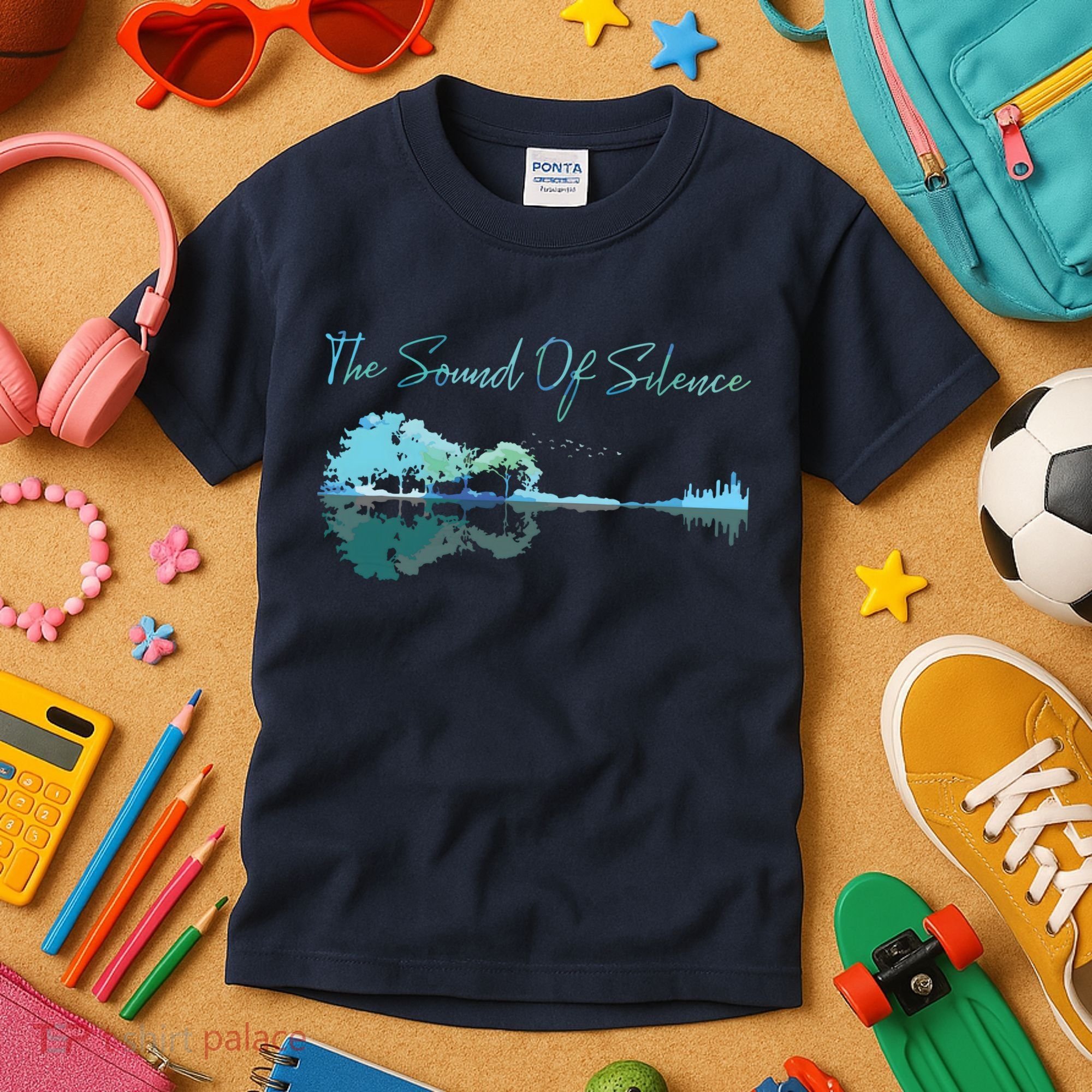 Guitar Artwork The Sound Of Silence Nature Guitar Mixed Kids T-Shirt