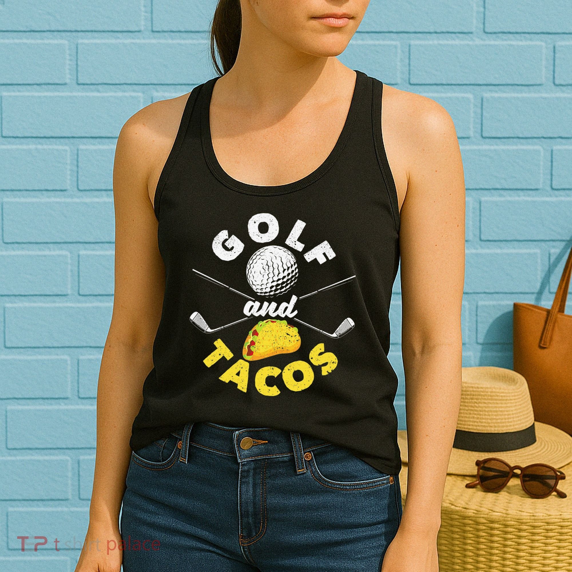 Golf And Tacos Funny Mexican Dish Favorite Sport Golfer Women's Tank Top