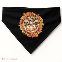 Give A Thanks With Grateful Heart Thanksgiving Thankful Turkey USA-Made Doggie Bandana thumb 0