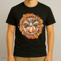 Give A Thanks With Grateful Heart Thanksgiving Thankful Turkey T-Shirt thumb 3