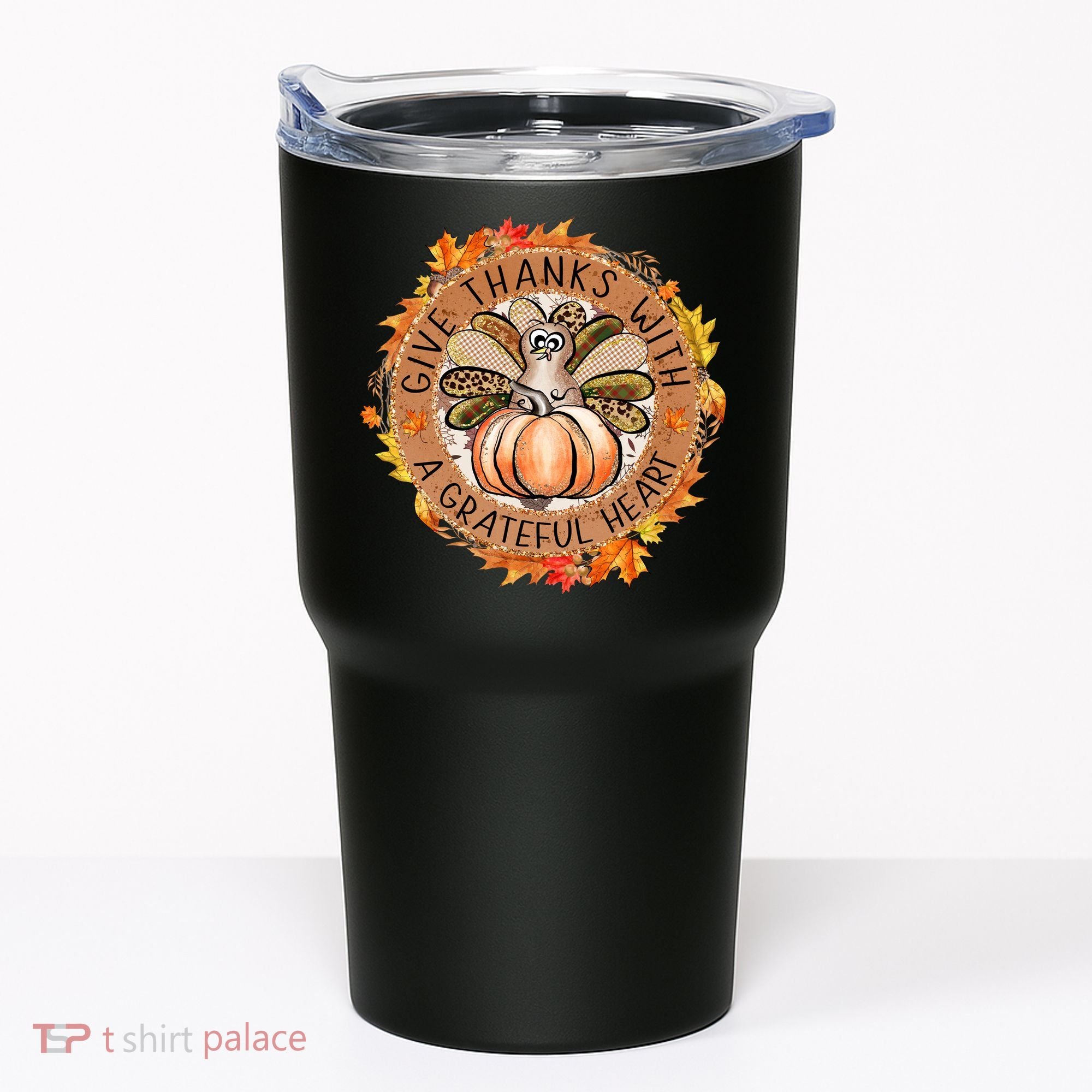 Give A Thanks With Grateful Heart Thanksgiving Thankful Turkey Tumbler