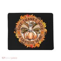 Give A Thanks With Grateful Heart Thanksgiving Thankful Turkey Mousepad thumb 0