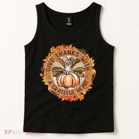 Give A Thanks With Grateful Heart Thanksgiving Thankful Turkey Tank Top thumb 2