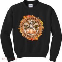 Give A Thanks With Grateful Heart Thanksgiving Thankful Turkey Kids Sweatshirt thumb 0