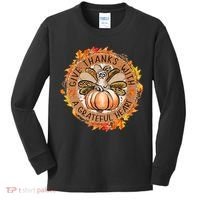 Give A Thanks With Grateful Heart Thanksgiving Thankful Turkey Kids Long Sleeve Shirt thumb 0