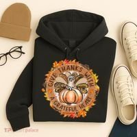 Give A Thanks With Grateful Heart Thanksgiving Thankful Turkey Hoodie thumb 4