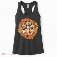 Give A Thanks With Grateful Heart Thanksgiving Thankful Turkey Women's Tank Top thumb 0