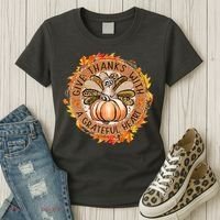 Give A Thanks With Grateful Heart Thanksgiving Thankful Turkey Women's T-Shirt thumb 3