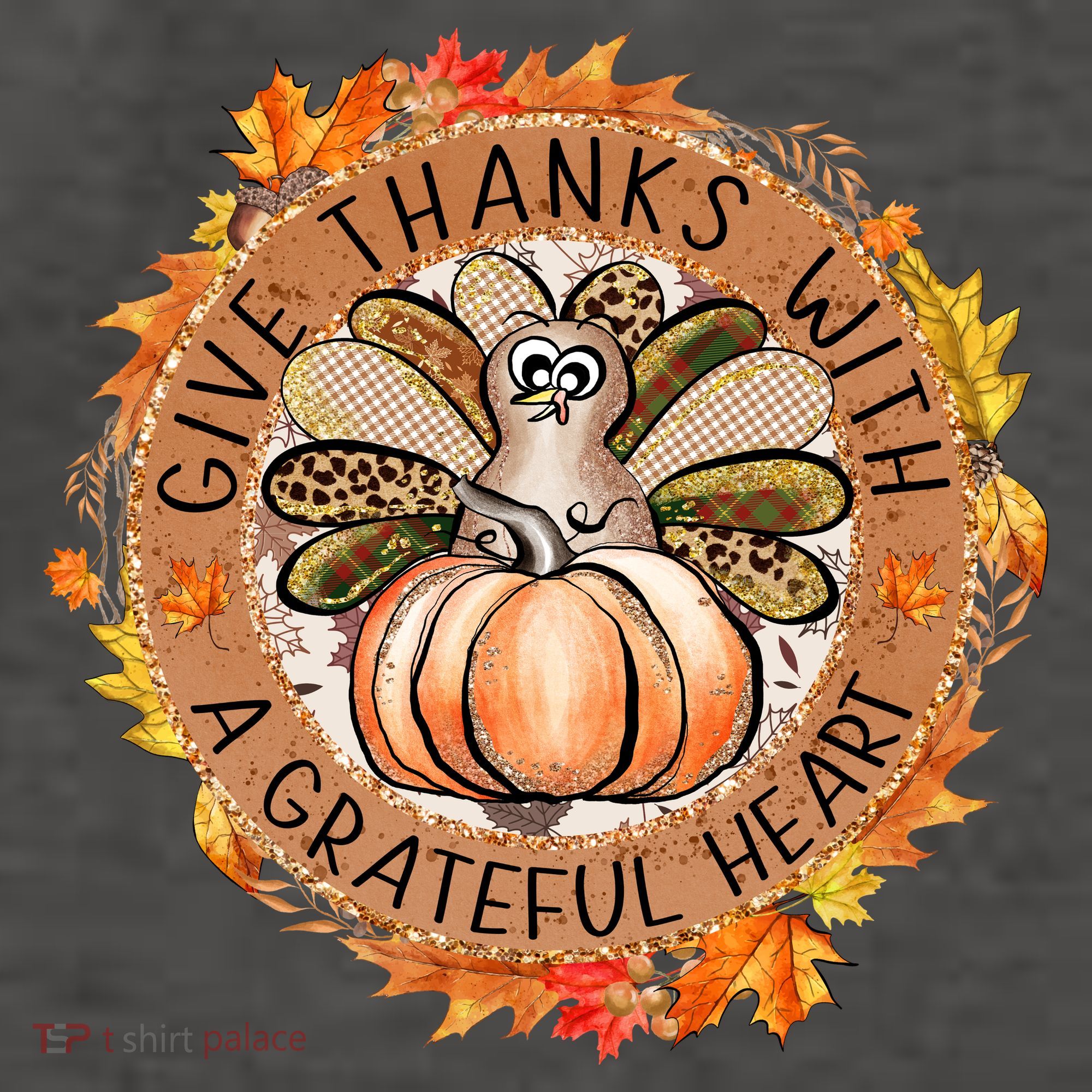 Give A Thanks With Grateful Heart Thanksgiving Thankful Turkey Women's T-Shirt