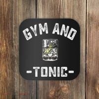 Gym And Tonic Funny Workout Weightlifting Pun Alcohol Drink Coaster thumb 0