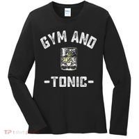 Gym And Tonic Funny Workout Weightlifting Pun Alcohol Drink Women's Long Sleeve Shirt thumb 0